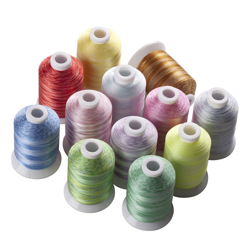 Simthreads 12 Variegated Color Polyester Embroidery Machine Thread for Most Home Embroidery Machines 1100 Yards Each - Image 3